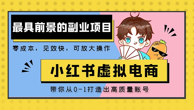 小红书蓝海大市场虚拟电商项目，手把手带你打造出日赚2000+高质量红薯账号-网课资源站