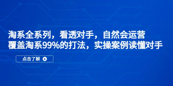 淘系全系列，看透对手，自然会运营，覆盖淘系99%·打法，实操案例读懂对手-网课资源站