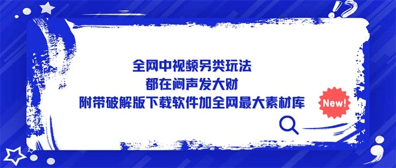 全网中视频另类玩法，都在闷声发大财，附带破解版下载软件加全网最大素材库-网课资源站