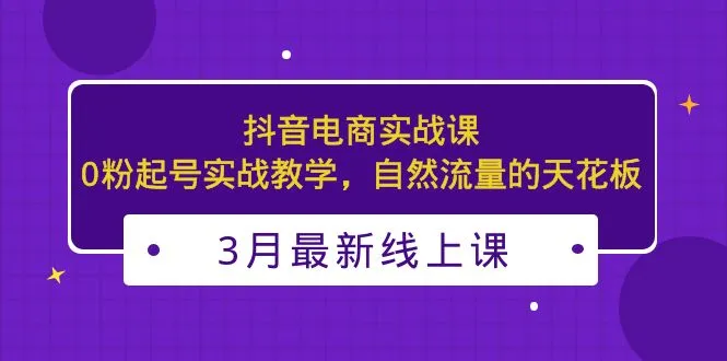 抖音电商实战课：0粉起号实战教学，自然流量的天花板-网课资源站