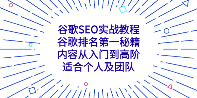 谷歌SEO实战教程：谷歌排名第一秘籍，内容从入门到高阶，适合个人及团队-网课资源站