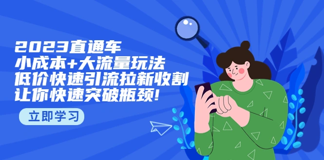 2023直通小成本+大流量玩法，低价快速引流拉新收割，让你快速突破瓶颈! -网课资源站