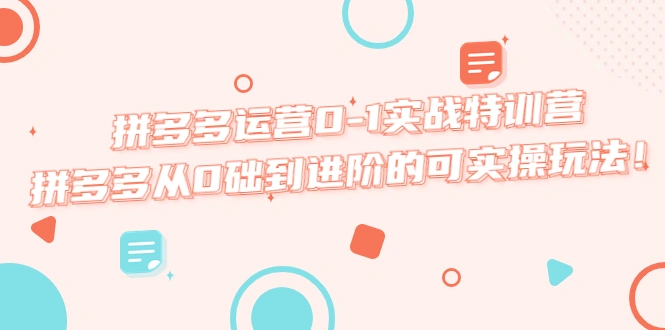 拼多多运营0-1实战特训营，拼多多从0础到进阶的可实操玩法！-网课资源站